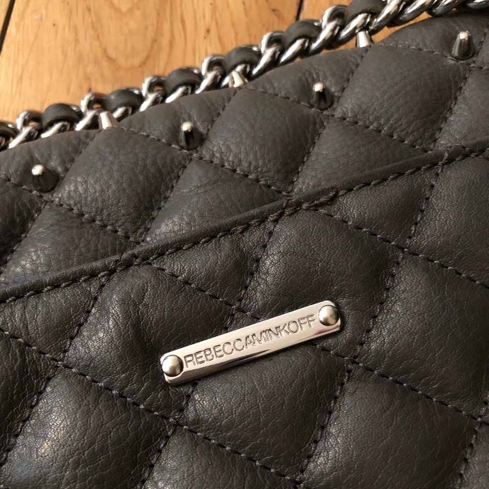 Rebecca Minkoff Studded Gray Quilted Bag - Picture 3 of 5